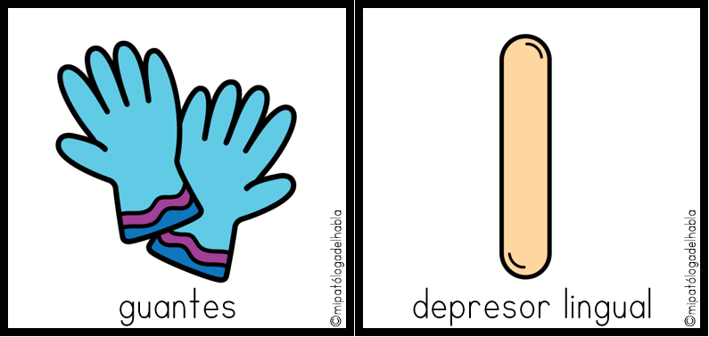 Clave visual de guia manual: guantes y depresor lingual