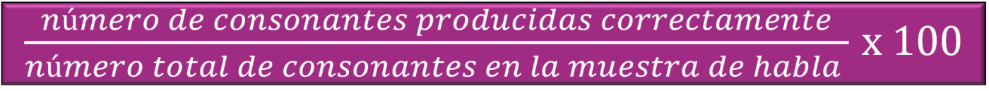 Consonantes correctas evaulación en terapia del habla de fonología